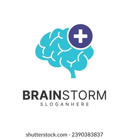 Brain logo design. Brainstorm think idea logo inspiration