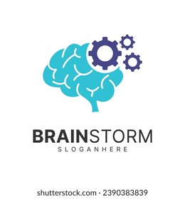 Brain logo design. Brainstorm think idea logo inspiration
