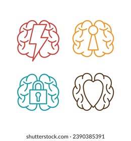 Brain logo design. Brainstorm think idea logo inspiration