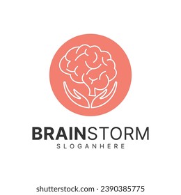 Brain logo design. Brainstorm think idea logo inspiration
