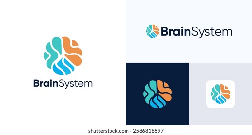 Brain Logo design. colorful modern brain logo style design, usable for technology and company logo, medical center vector illustration template.