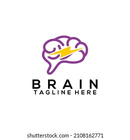 Concepto de diseño de logotipo cerebral aislado en fondo blanco
