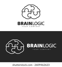 Brain Logo design, concept brain puzzle. Vector symbol, badge, logo. 
