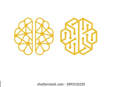 conexión de diseño de logotipo cerebral con estilo de línea