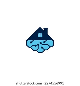 brain logo design with a house on it