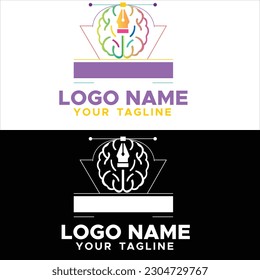 brain logo design and illustration logo