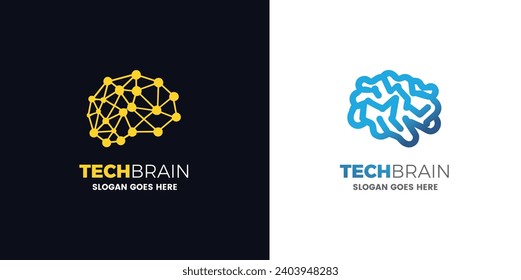 Brain Logo Design Illustration, Technology Logo Design template