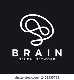 Brain logo design, brain with infinity icon combination, flat design logo template, vector illustration