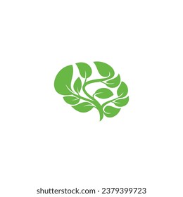 Brain logo design with leaf concept design