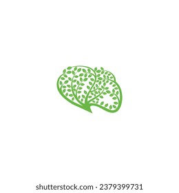 Brain logo design with leaf concept design