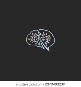 Brain logo design with leaf connect design