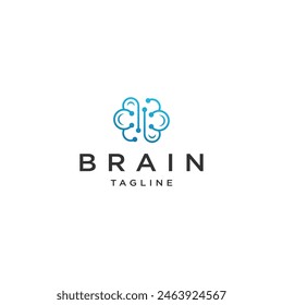 Brain logo design template flat vector