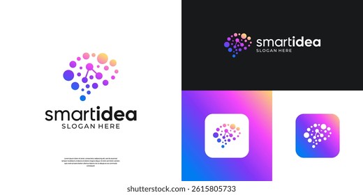 Brain logo design template. Logo for science innovation, learning, artificial intelligence.