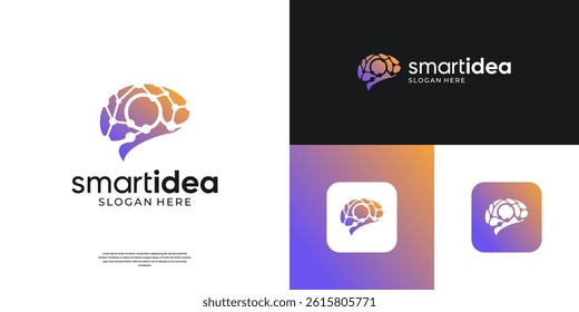 Brain logo design template. Logo for science innovation, learning, artificial intelligence.