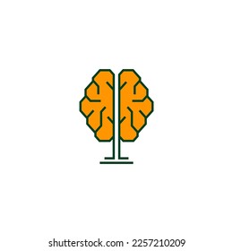 brain logo design, tree brain, energy lamp brain