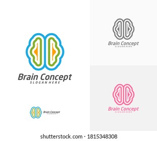 Brain Logo design vector template. Think idea concept. Brainstorm power thinking brain icon Logo.