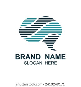 Plantilla de vector de diseño con logotipo cerebral. Este logotipo es adecuado para la educación, la medicina, los cursos, el laboratorio, la ciencia y otros negocios