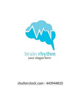 Brain Logo Design Vector Template. Think Idea Concept. Brainstorm Power Thinking. Flat Style