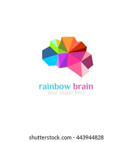 Brain Logo design vector template. Think idea concept. Brainstorm power thinking. flat style