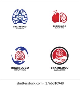  Brain logo designs concept vector, Health Brain Pulse logo, Brain care  logo template vector
