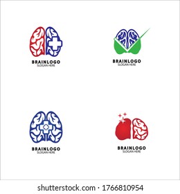  Brain logo designs concept vector, Health Brain Pulse logo, Brain care  logo template vector
