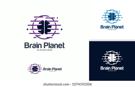 Brain logo designs template, Planet Idea Logo designs concept vector
