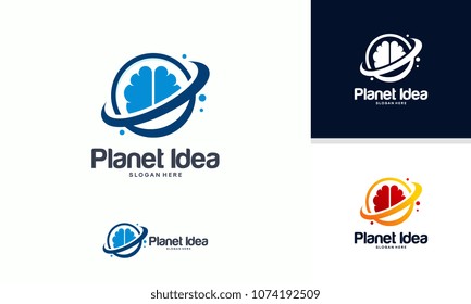 Brain logo designs template, Planet Idea Logo designs concept vector