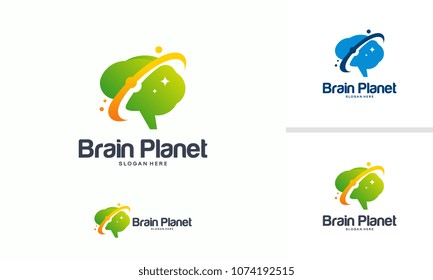 Brain logo designs template, Planet Idea Logo designs concept vector