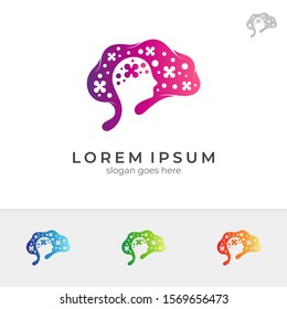 Brain logo, Human head Icon, Creative mind vector illustration, Smart technology symbol, Think idea logo concept, Brain storm power logo, Imagine people, education and science icons