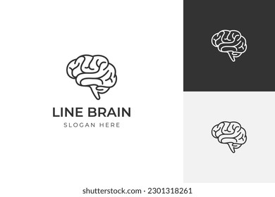 Diseño de iconos con logotipo cerebral. lluvia de ideas de línea para generar ilustración de idea