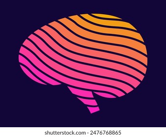 Brain logo icon. Digital symbol template of science innovation, machine learning or ai. Psychology mental health or new technology development. Vector brain color silhouette on dark background