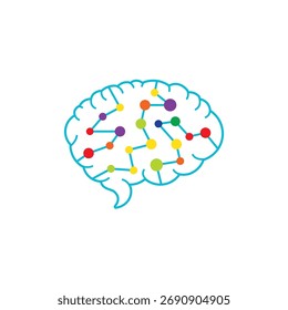 Design plano do ícone do logotipo cerebral