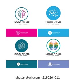  Brain logo icon illustration designs concept vector, Health Brain Pulse logo, Brain care  logo template vector
