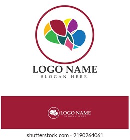  Brain logo icon illustration designs concept vector, Health Brain Pulse logo, Brain care  logo template vector