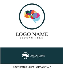  Brain logo icon illustration designs concept vector, Health Brain Pulse logo, Brain care  logo template vector