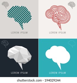 Brain logo Icons Set and Vector Illustration, Business, Web, Info Symbols. "Lorem Ipsum". Graphic Design Editable For Your Design. 