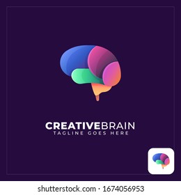 Brain logo illustration colorful gradient brand identity company branding