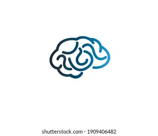 Brain logo line art design vector template.  Brain icon flat line art vector graphic design. Brain symbol isolated on white background. Brain abstract illustration minimal style design.