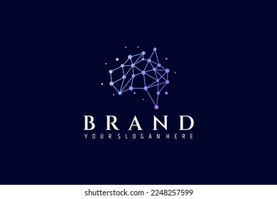 Logo del cerebro con estilo de diseño de arte de línea