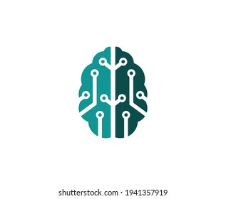 Brain logo mind tech icon 