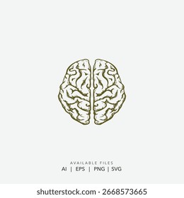 Brain-Logo für eine moderne Bildungs- oder Technologiemarke, Minimalistischer menschlicher Hirnvektor für Neurowissenschaften und psychische Gesundheit