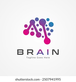 Brain Logo, modern brain logo with letter AI inside, flat design logo template, vector illustration