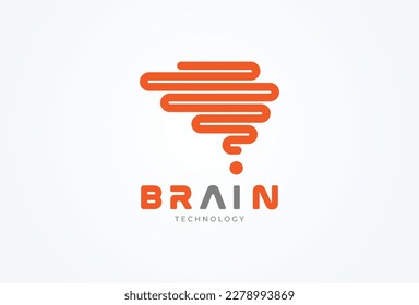 Brain Logo, modern brain logo with line style, flat design logo template, vector illustration