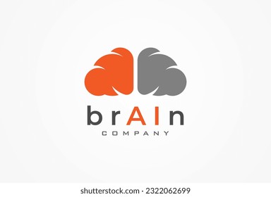 Brain Logo, modern brain logo style, flat design logo template, vector illustration