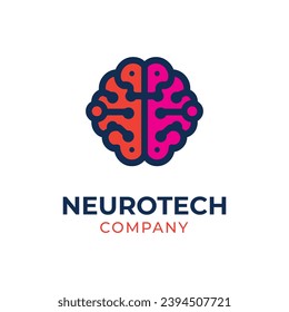 Logo del cerebro con concepto de tecnología moderna. Se puede usar en compañías de inteligencia artificial. Idea de logotipo con forma cerebral