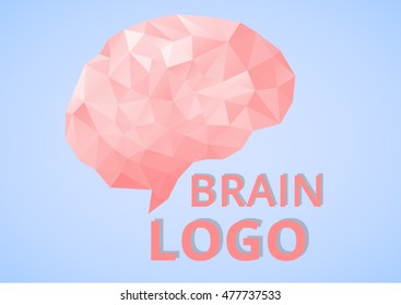 Brain Logo pink color geometric style.