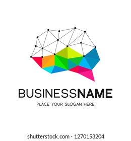 Brain logo with polygon style. Idea concept  and thinking vector. This log is suitable for thinking, business, creativity, brainstrom.