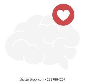 Brain logo with red heart icon. Mental health and emotional well-being symbol.
Cognitive and Emotional Harmony and balance. 
Mental and psychological wellness, Mind-Heart balance graphic.
Vector