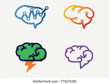 Brain Logo Set Template Design Vector, Emblem, Design Concept, Creative Symbol, Icon