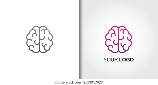 brain logo set template vector